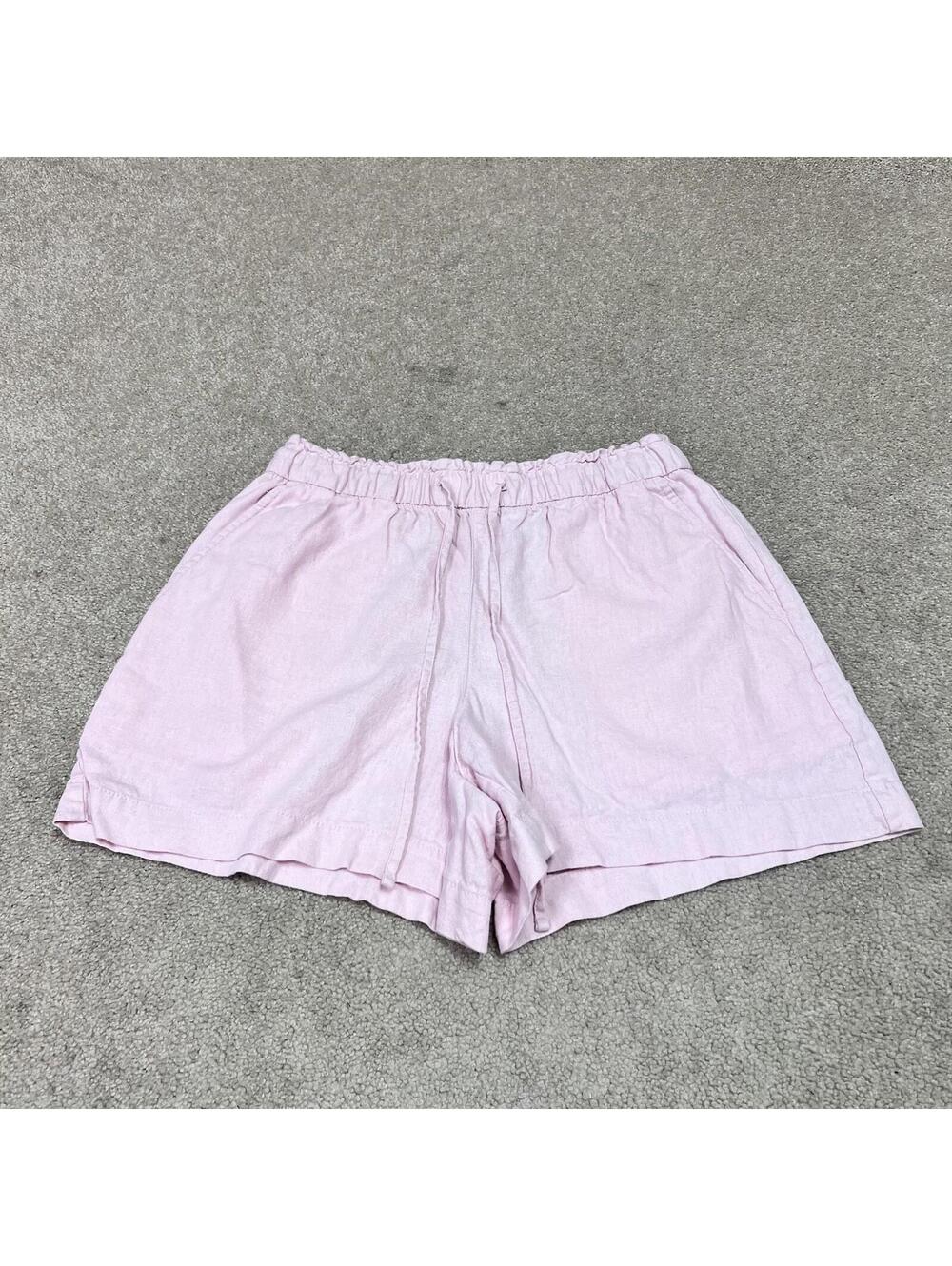 Gap Shorts Women’s Pink Elastic Waist Drawstring Pockets Linen Blend Size XS